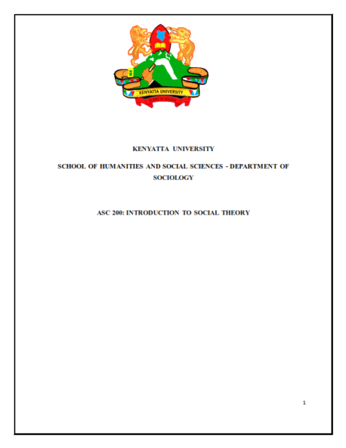 ASC 200: Introduction to Social Theory Notes - Kenyatta University ...